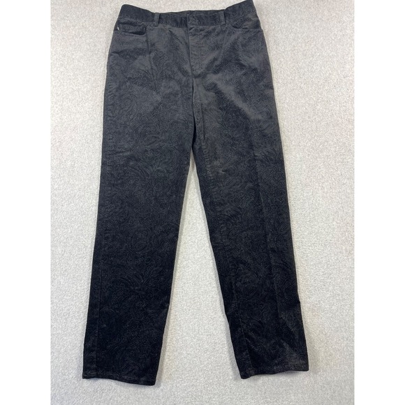 Lauren Ralph Lauren Pants - Lauren Ralph Lauren Pants Womens 14 Black Embossed Velvet Texture Paisley Print